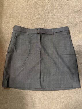 Express Gray Mini Skirt | Belted Waist | Stretch | Work Office Career